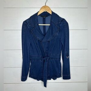 White house Black Market Knit Indigo Bled Jacket Women's - Size 4